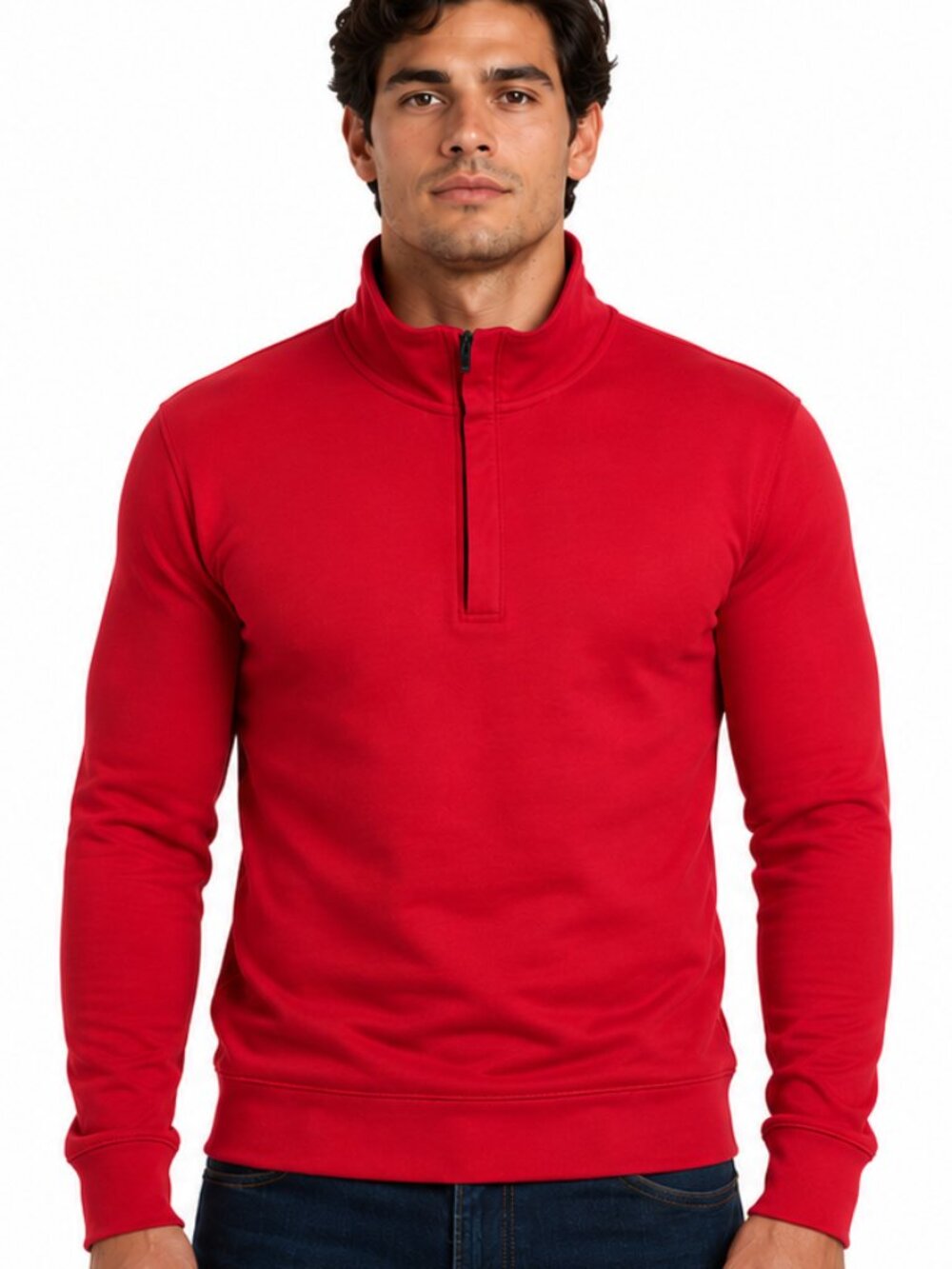 Tahari Mens 1/4 Zip Pullover Winter Red Viscose Blend Sweater H406426M Size M